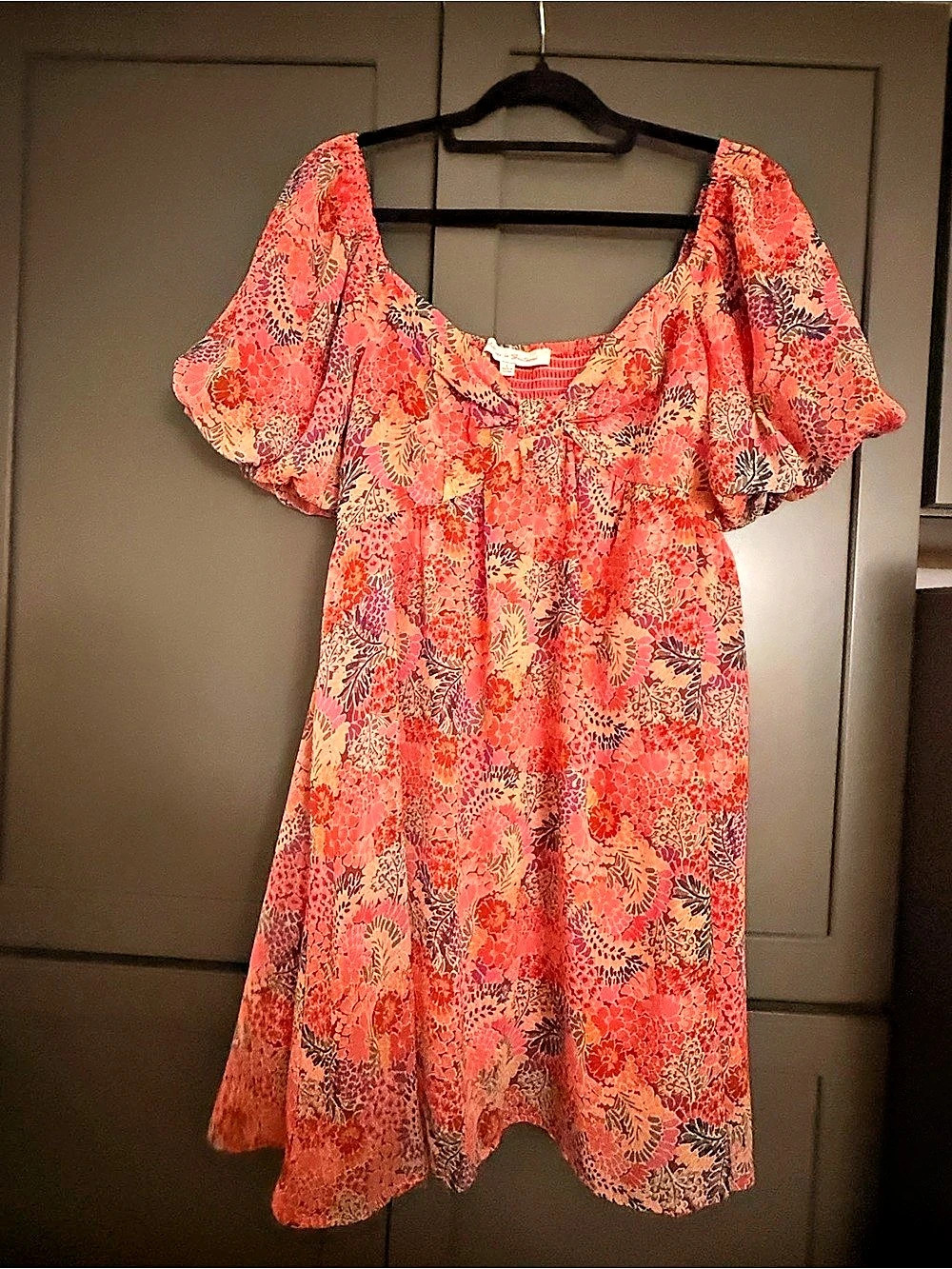 Meet Me in Santorini Floral Mini Dress in Pink & Orange Like New